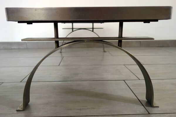 Table basse en céramique et acier brossé par Jean Gregorieff pour Roche Bobois