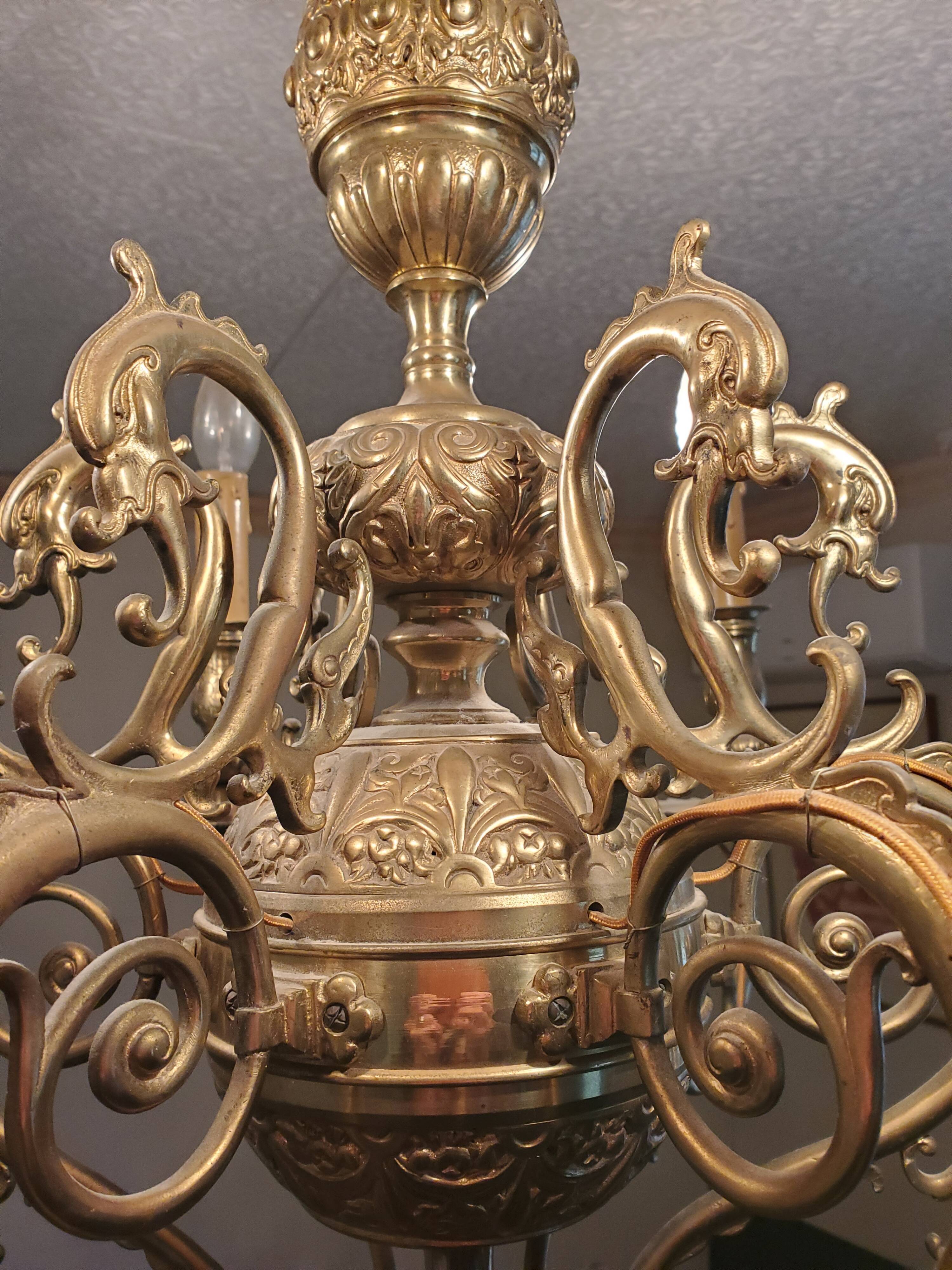 Gilded bronze chandelier 6 lights XIX th