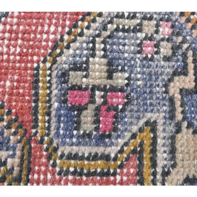 Vintage Turkish Hand-Knotted Geometric Runner Rug 123x209
