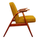 Scandinavian armchair in natural wool, yellow-golden, 1960s.
