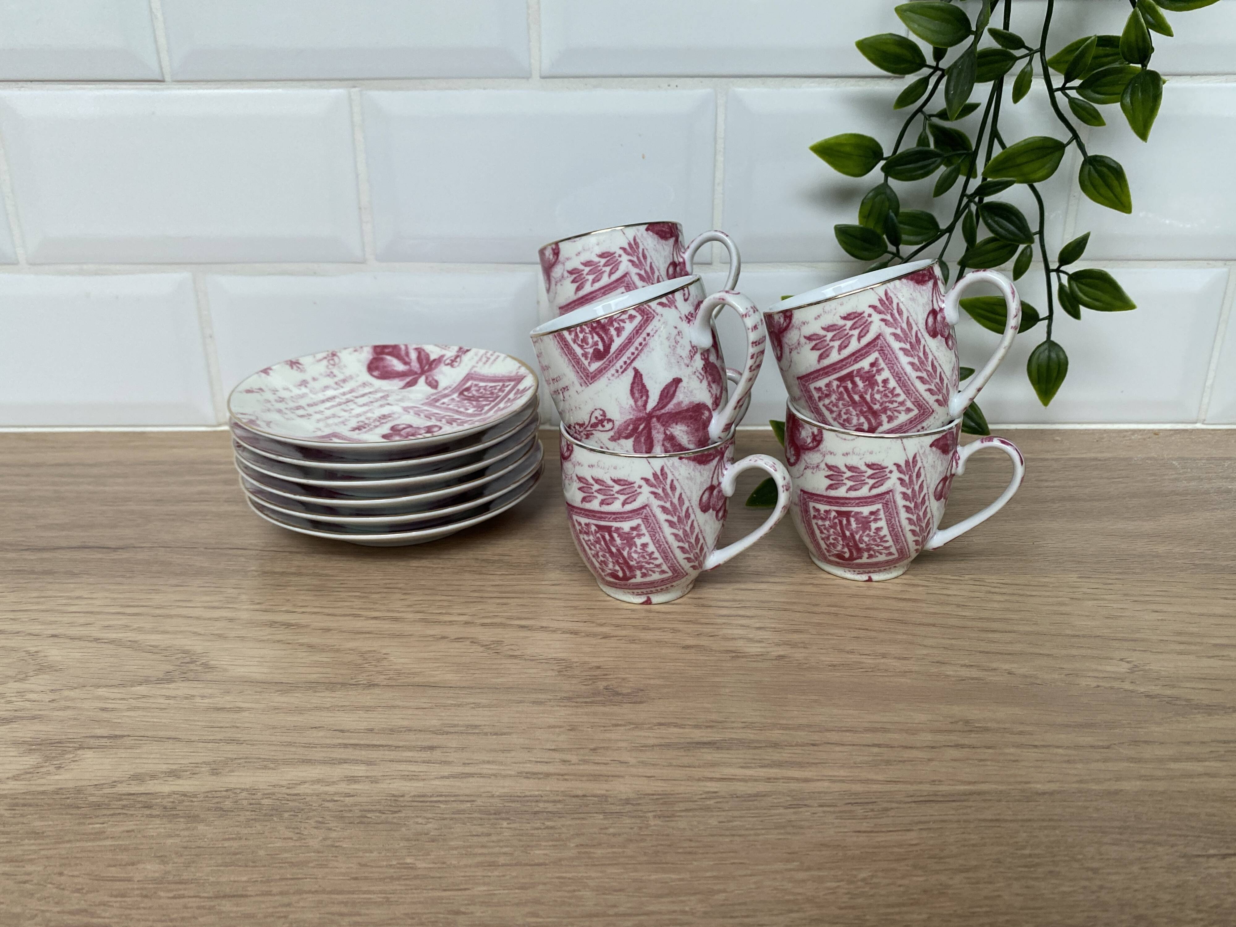 Set of 6 Country Corner coffee cups