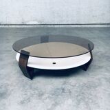 Mid-Century Modern Dutch Wenge & Smoke Glass Coffee Table, Netherlands, 1960s