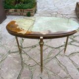 Bronze coffee table with marble top