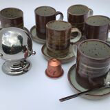 6 cups speckled sandstone espresso with undercups