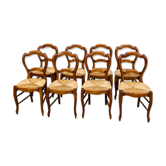 Suite of 8 chairs in cherry Louis Philippe