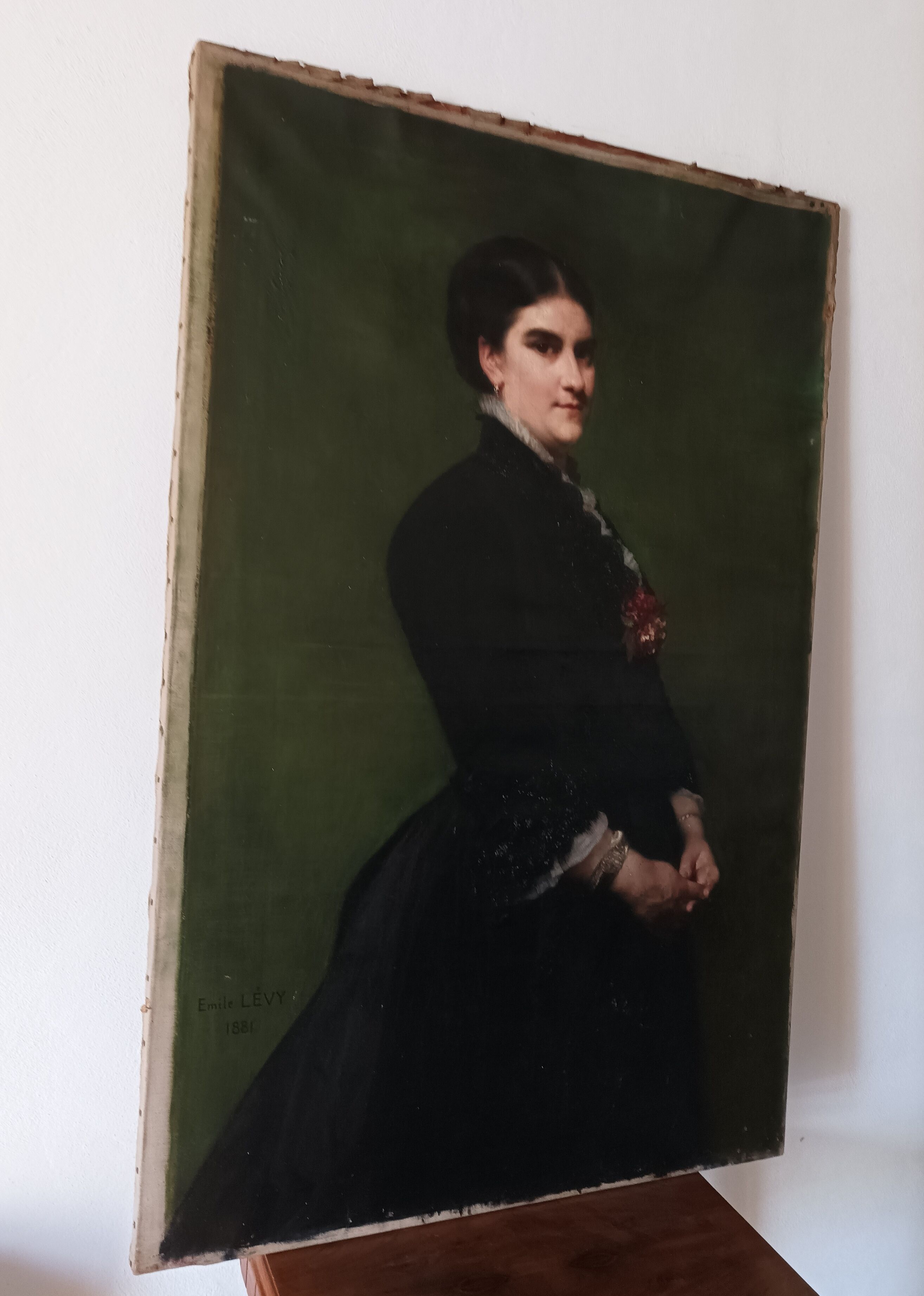 Emile levy (1826-1890) oil on canvas portrait of a woman