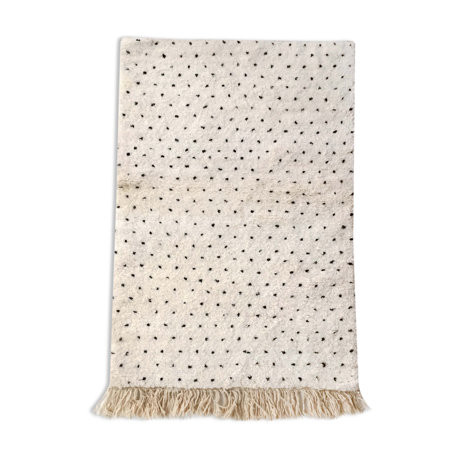 Moroccan Berber carpet blessed ouarain ecru with black polka dots 160x100cm