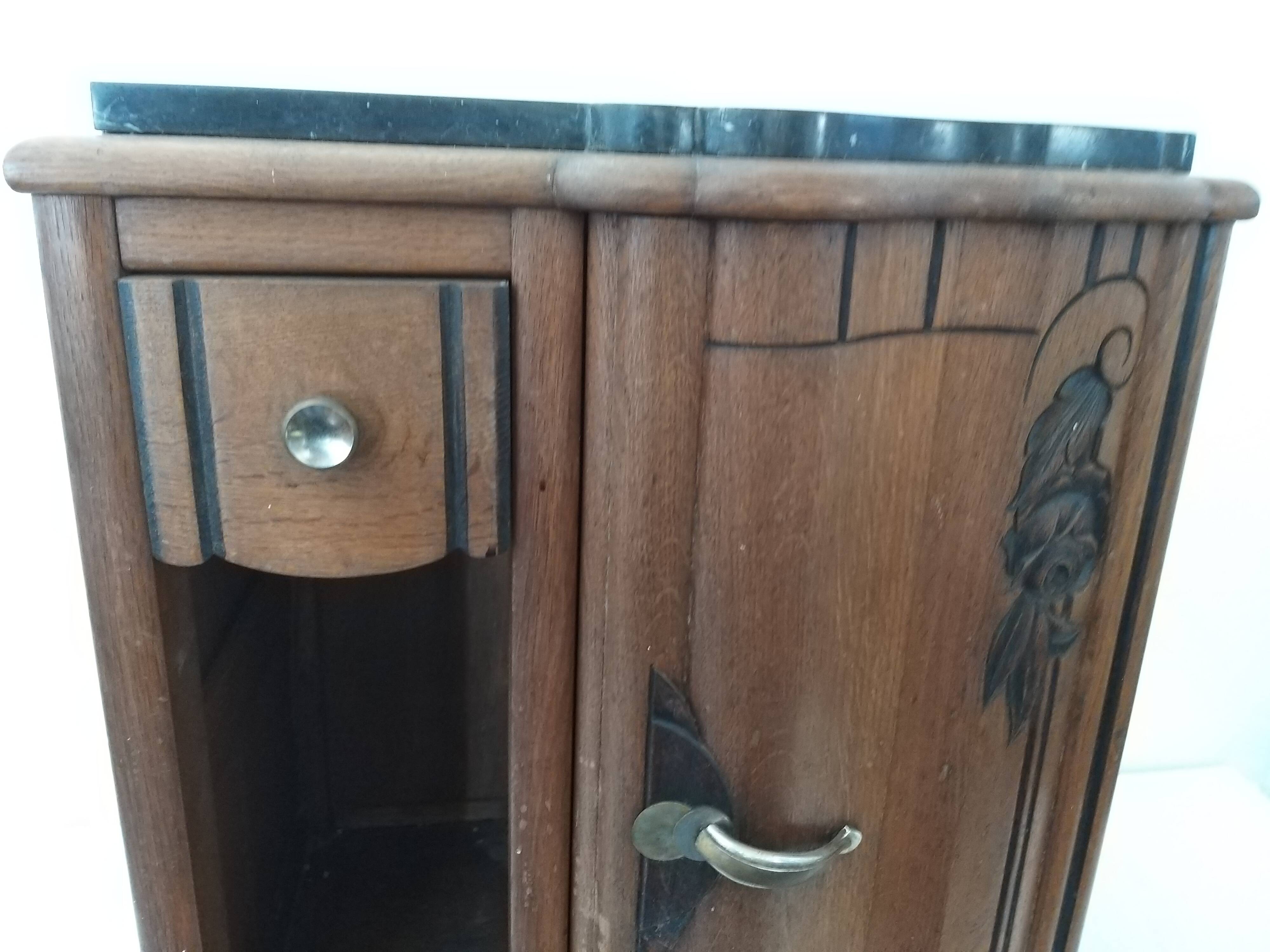 Art deco black marble bedside