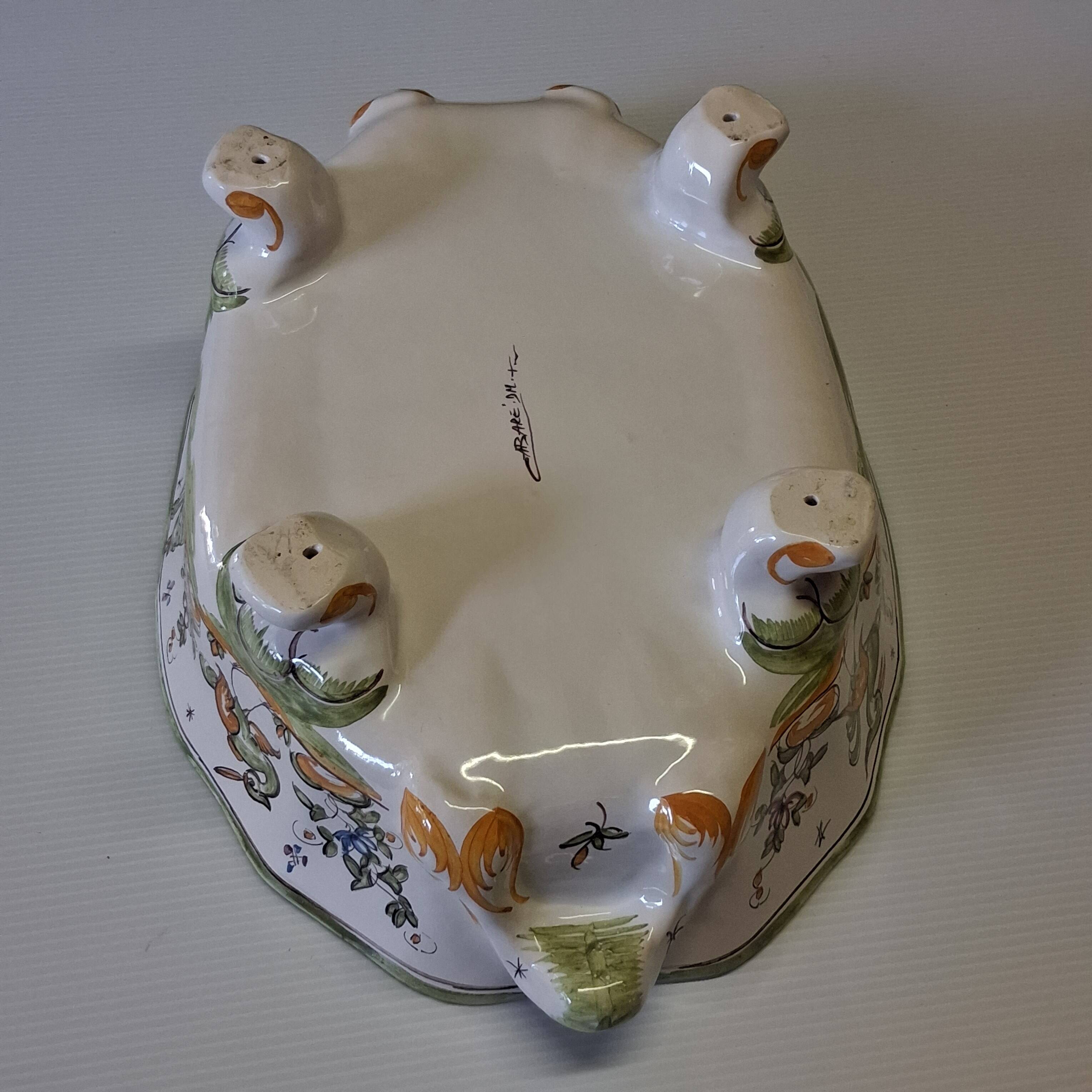 Superb vegetable dish/soup tureen in ceramic and its serving platter in very good condition.
