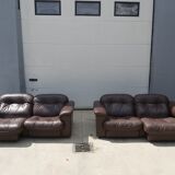 Set of 2 brown leather loveseats by de sede, 1983
