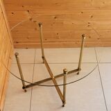 Glass and brass coffee table