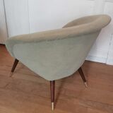Armchair cocktail shell round 50 years 60 gray green