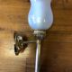 Pair of brass and opaline wall lamps