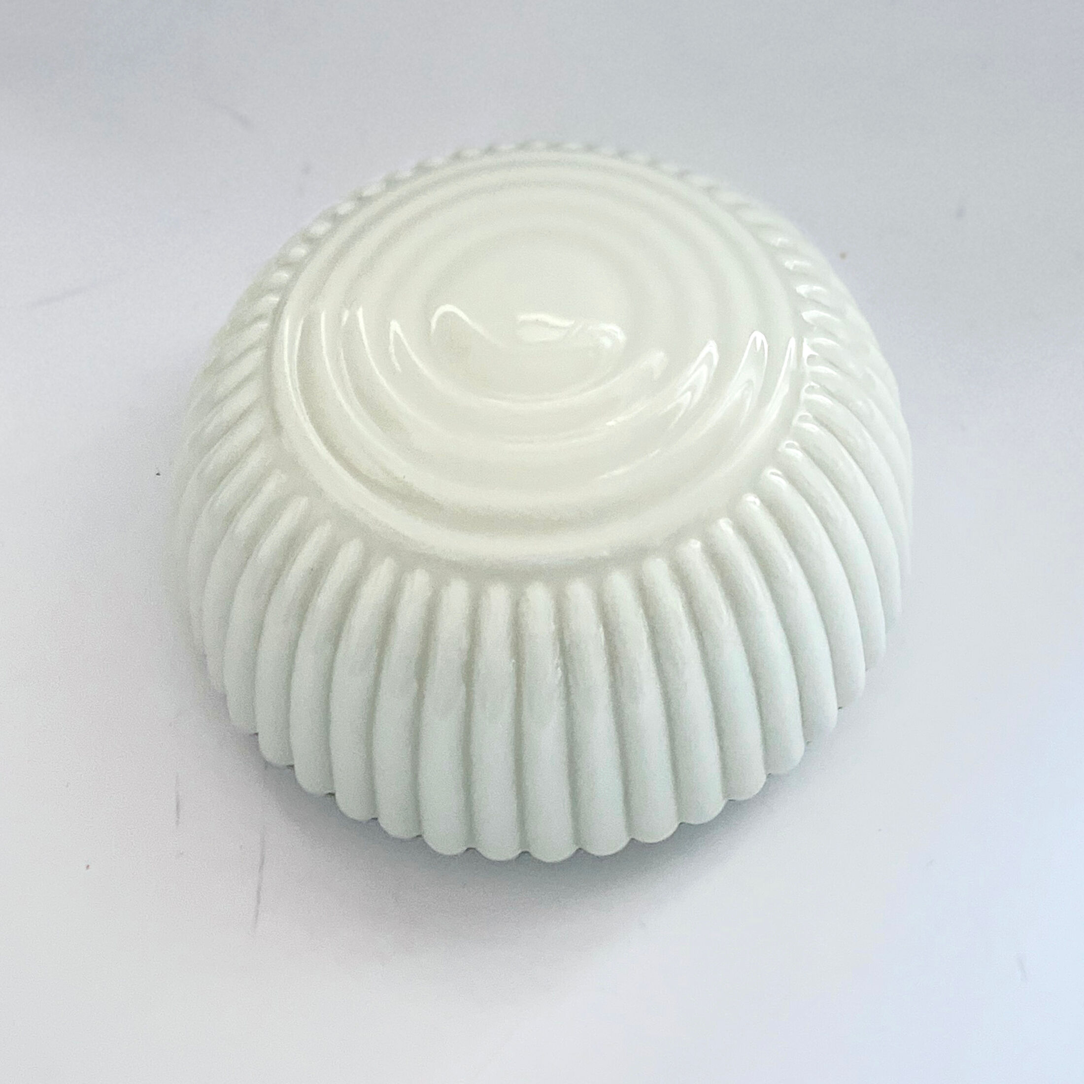 White glass plafond Polam Wikasy, Poland 1970s.