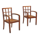Pair of antique Art Deco armchairs in oak, Italy, 20th century