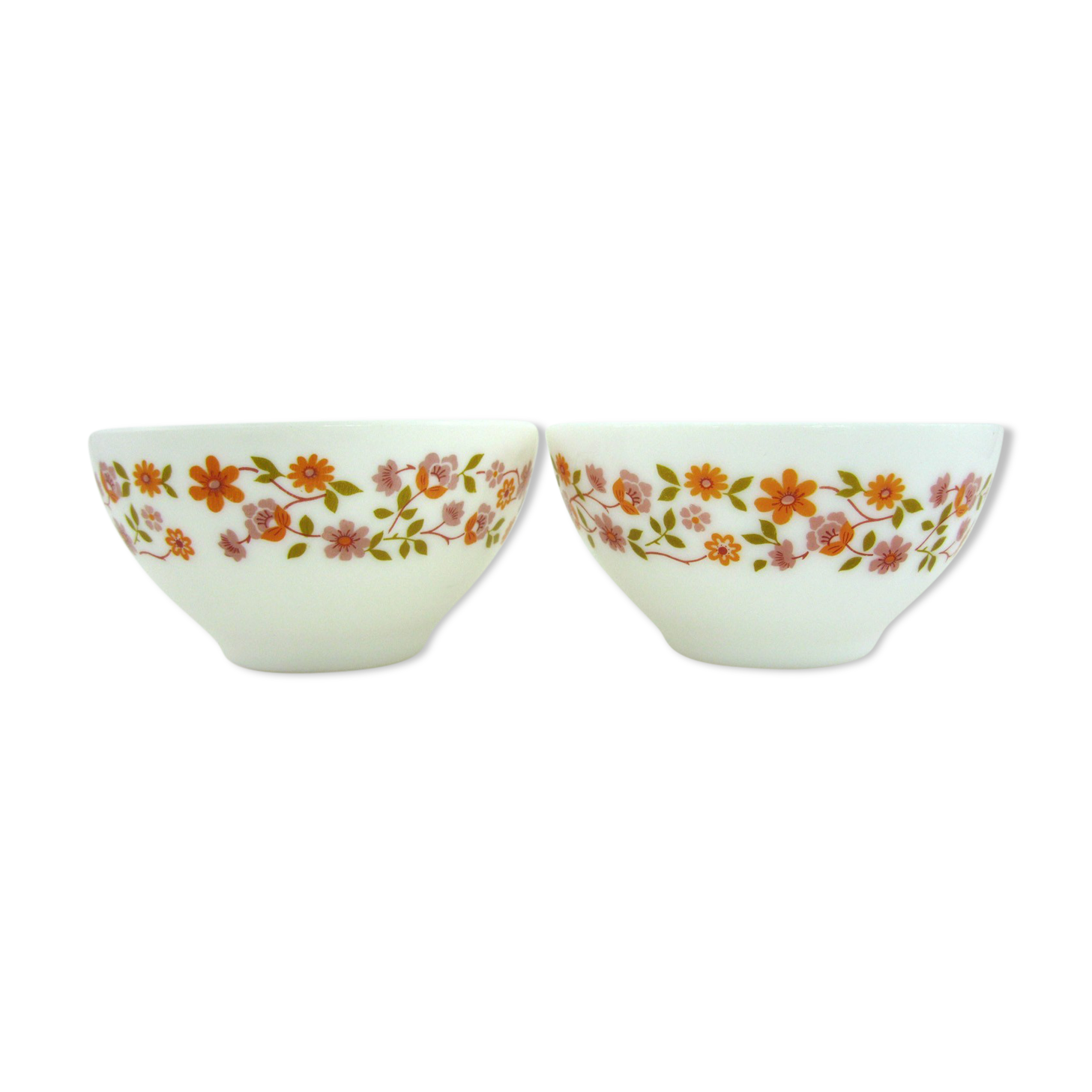 2 bowls in opal and tempered glass - Scania Arcopal France - vintage 70s