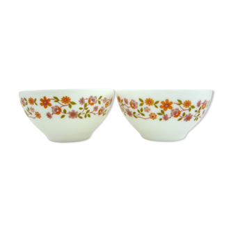 2 bowls in opal and tempered glass - Scania Arcopal France - vintage 70s