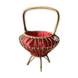 Round rattan worker - pink fabric