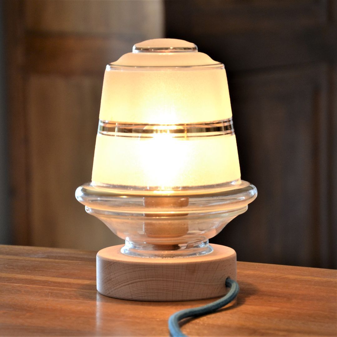 Table lamp glass globe and gilded edging