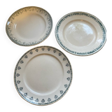 3 round iron earth dishes Moulin des loups, Longwy and Saint Amand