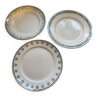 3 round iron earth dishes Moulin des loups, Longwy and Saint Amand