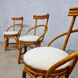Vintage midcentury design bamboo dining chairs ‘Boucle’