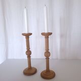 Large carved wooden candlesticks