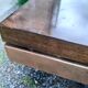 Table basse loupe d'ormes et laiton Roche Bobois