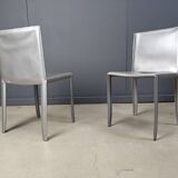 Chaises de salle à manger en cuir gris par Cattelan Italie, lot de 8 - années 1980