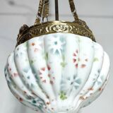 Lámpara de techo "Art Nouveau" de latón y cristal.  España, 1930s.