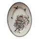 Large antique oval dish Terre de Fer – decoration of apples and insects