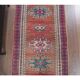 Vintage Turkish Oushak Handmade Wool Cotton Red Runner 87x369