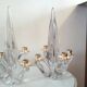Pair of vintage Schneider crystal and brass candlesticks