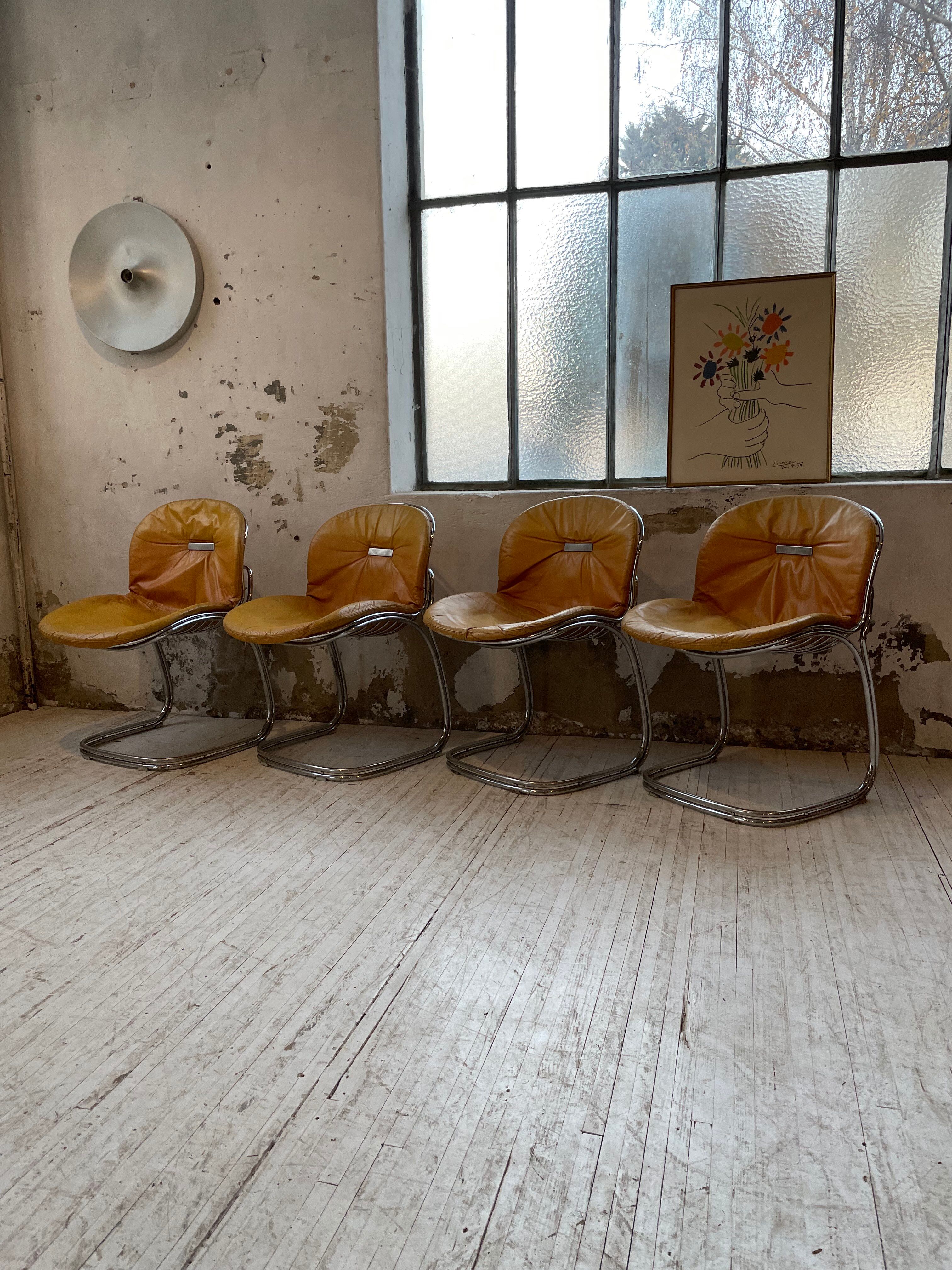4 chairs Rinaldi "Sabrina" yellow leather