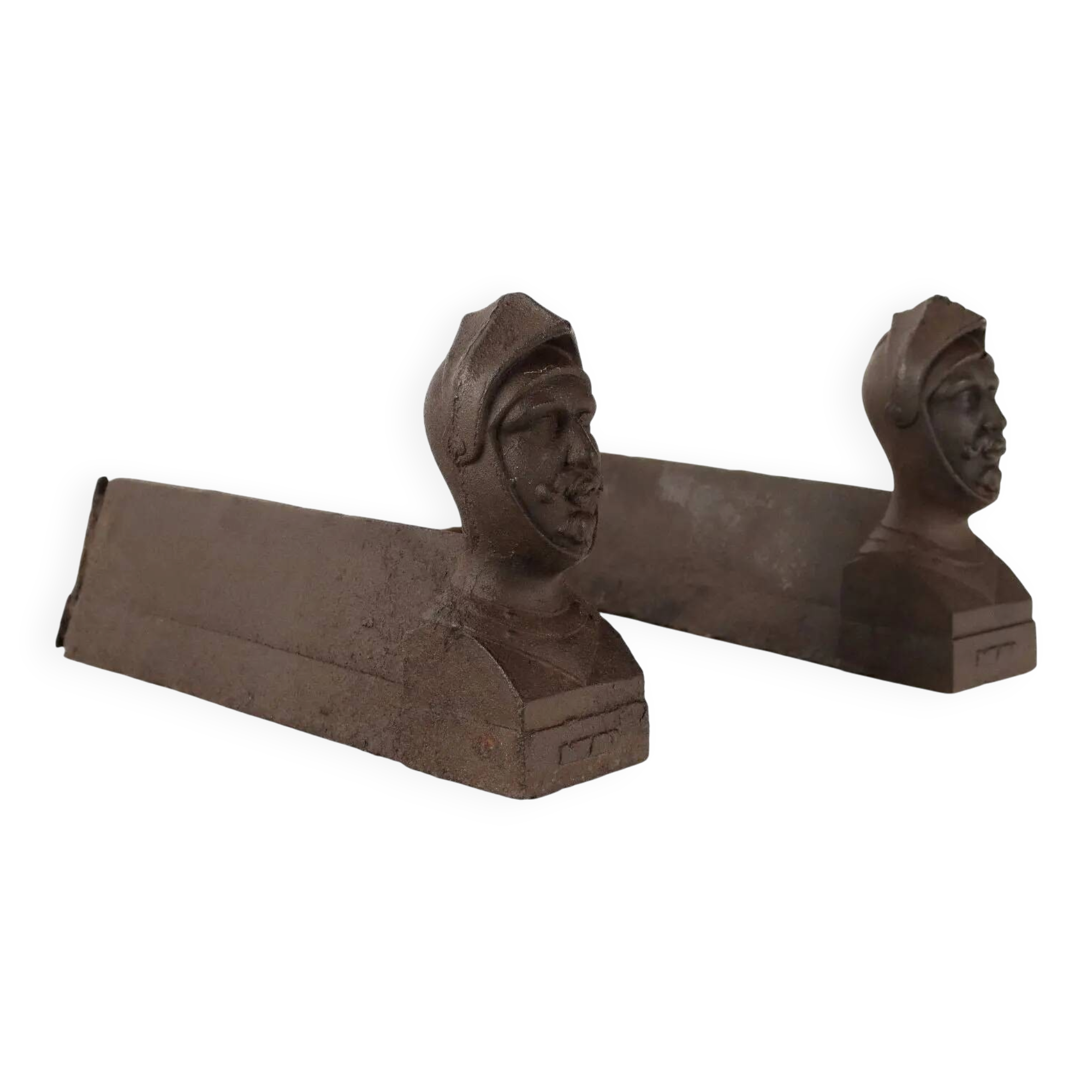 Paire de chenets en fer, Europe, XIXe siècle
