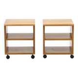 Wooden bedside tables, 1970s, set of 2