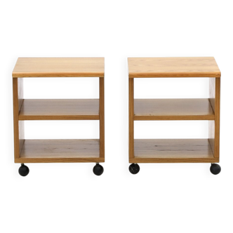 Wooden bedside tables, 1970s, set of 2