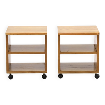 Wooden bedside tables, 1970s, set of 2