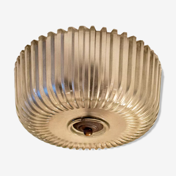 Plafonnier en verre de Murano et laiton années 1950