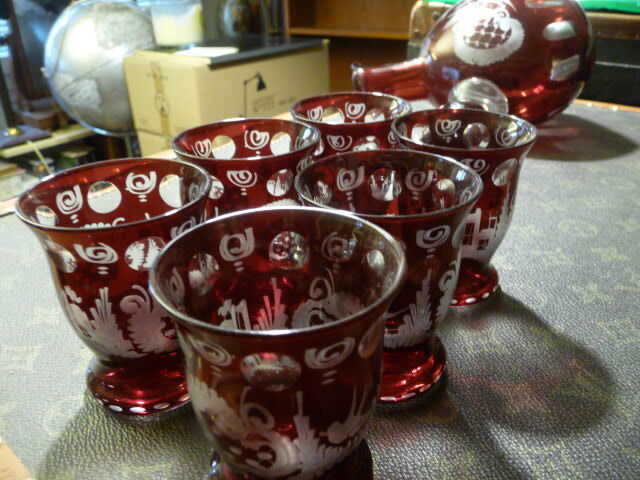 cut crystal liqueur service