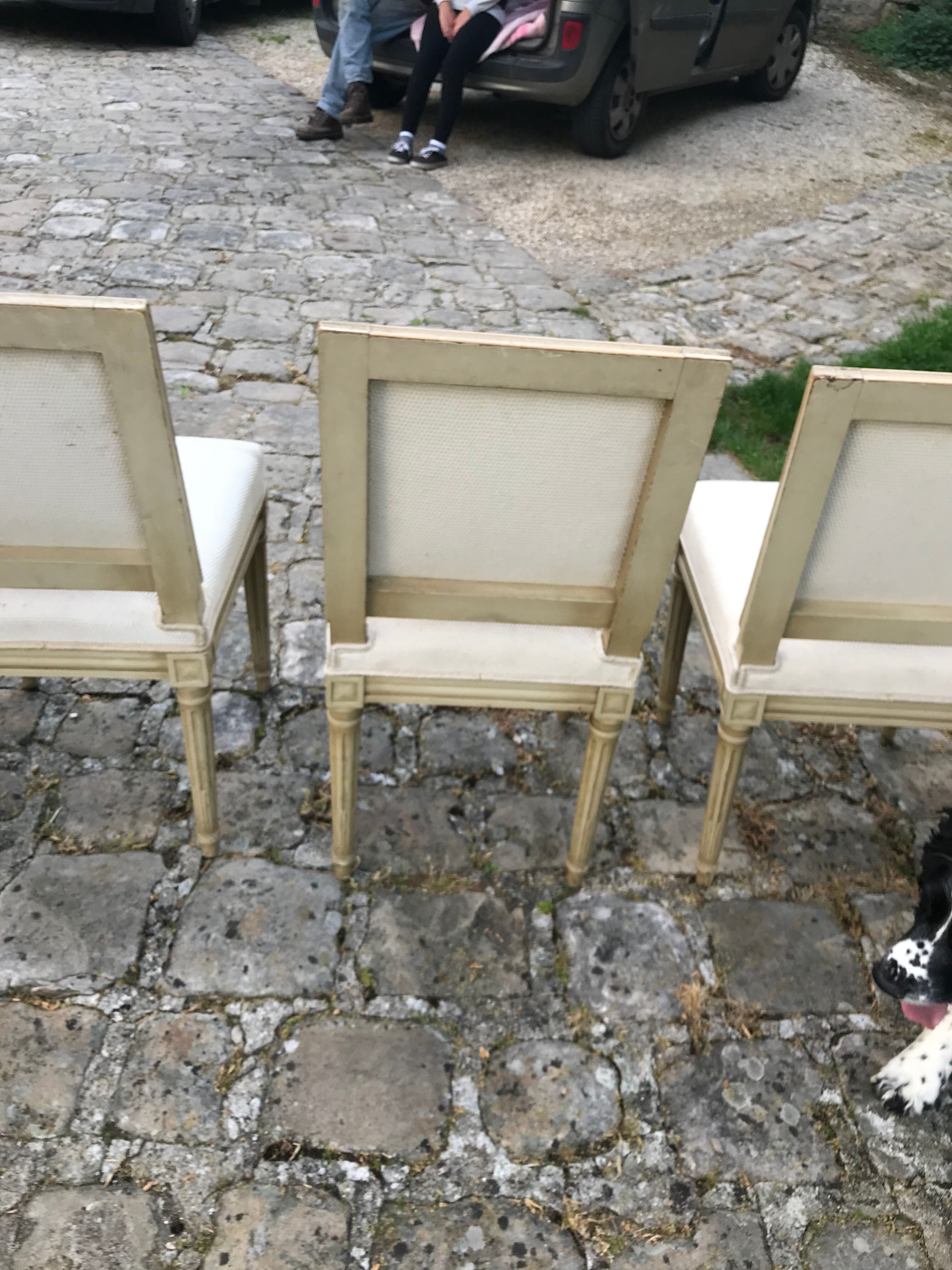 Series of 4 chairs of upholsterer style Louis XVI