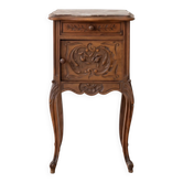 Table de chevet style Louis XV ancienne en bois et marbre