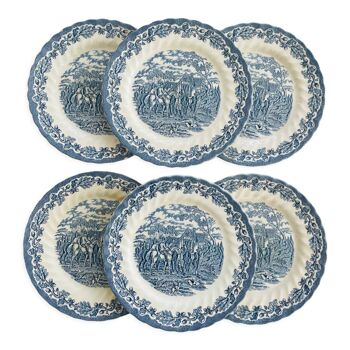 Set of 6 flat plates Myott Country Life Made in England