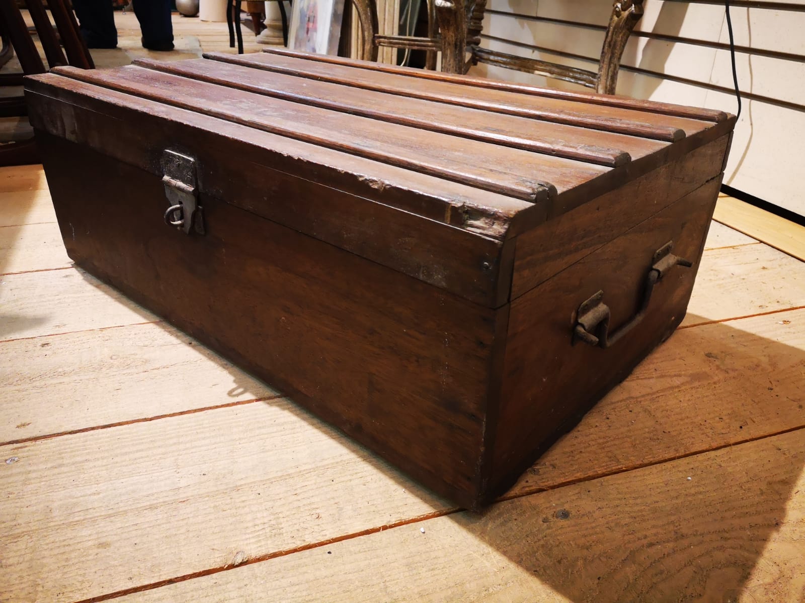 Old mahogany wooden trunk