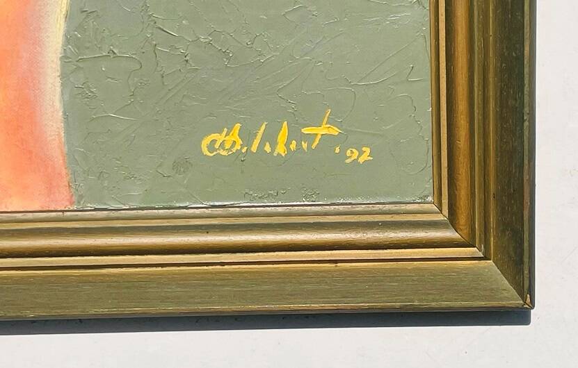 Painting by Camille Delahaut, Nude "Jill". Vintage