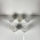 Set of 5 Bohemian cut crystal highball glasses, Czech Republic