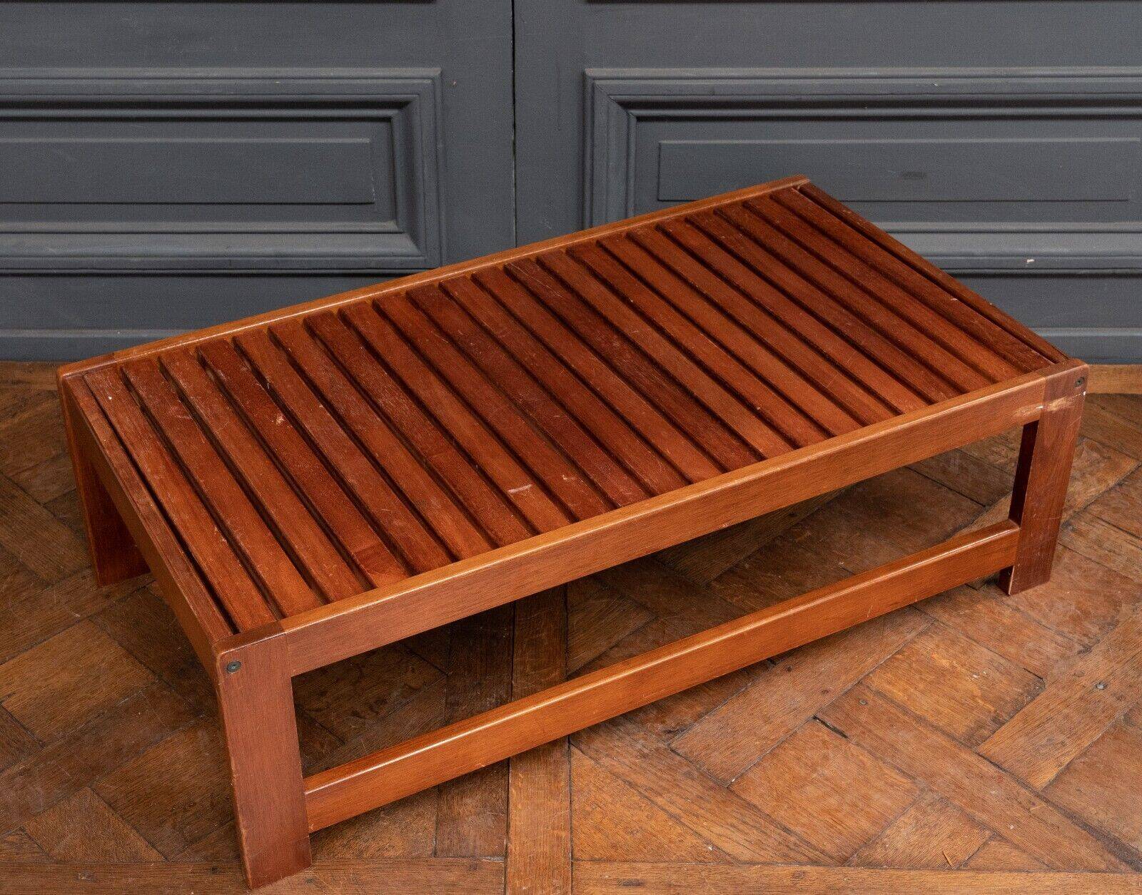 Wooden slatted coffee table 1980 removable top