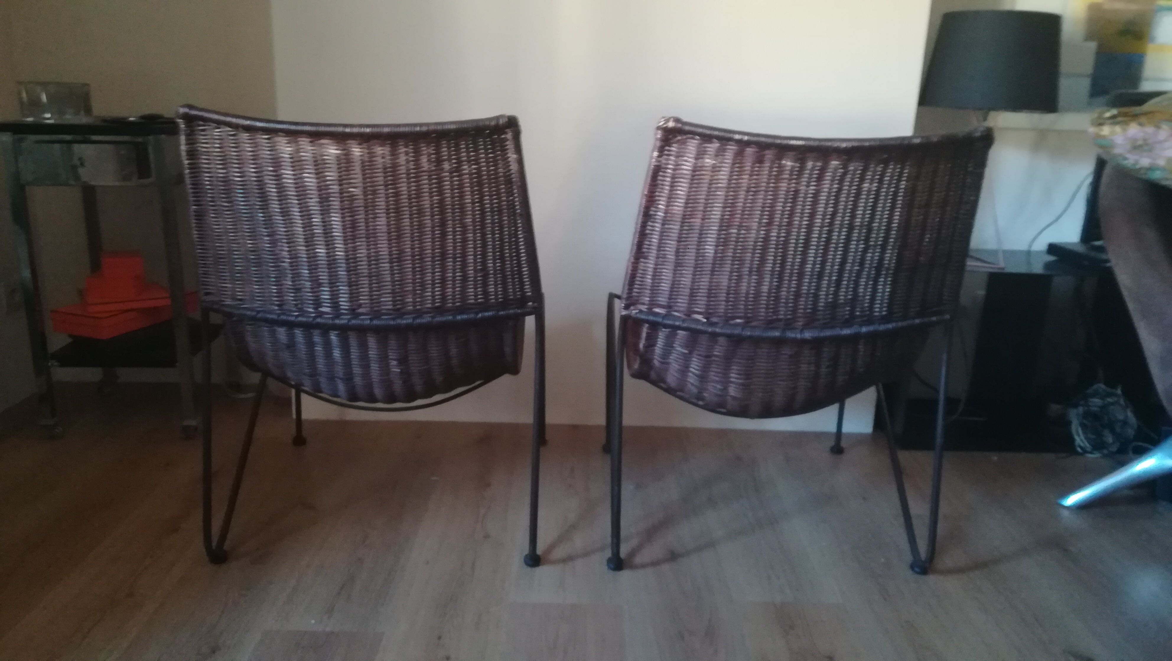 Fauteuils en rotin par Frederick Weinberg