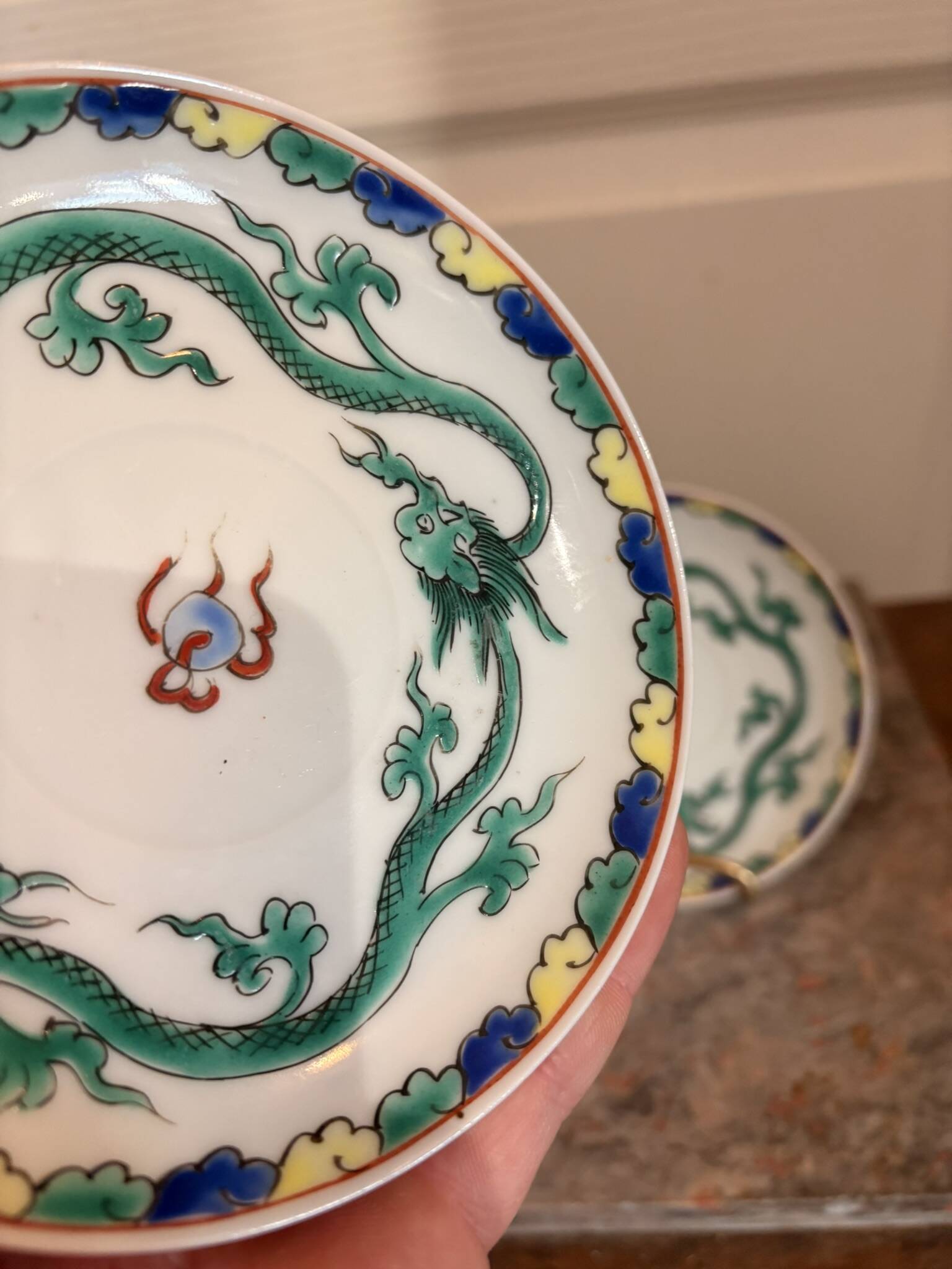 Japanese Cup Porcelain Doucai Qing Dynasty Dragon Bat XIX