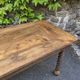 Antique French draper's table in oak, shop counter, work table, 6 feet, circa 1750–1850.